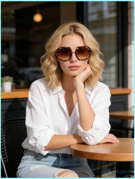 Vintage Hexagonal Sunglasses Women Oversized Retro Square Shades UV400 Vintage Hexagonal Retro Sunglasses Oversized Square Shades main image 2
